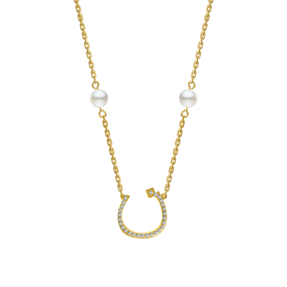 Picture of Juvenis "ن" Arabic Letter Zirconed Necklace JLJ-MN0002CZ-G