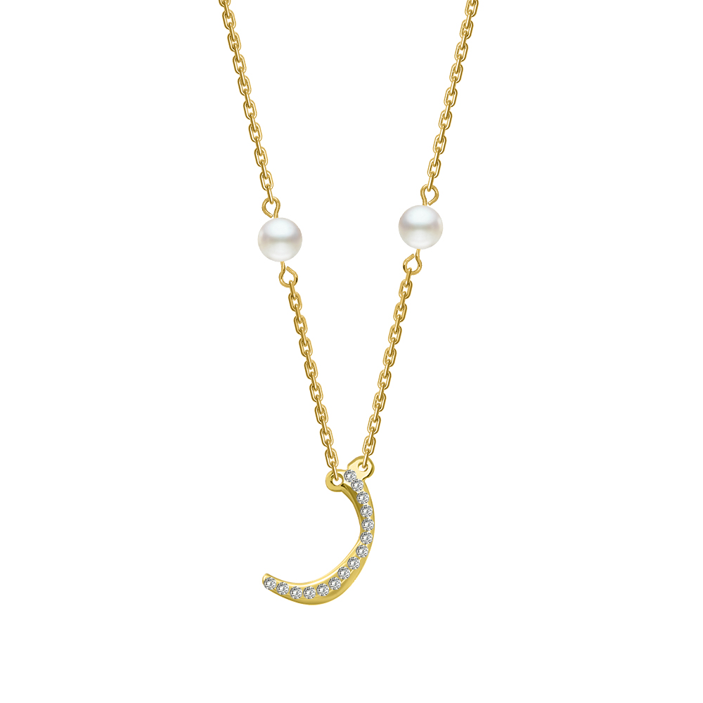 Picture of Juvenis "ر" Arabic Letter Zirconed Necklace JLJ-MN0003CZ-G