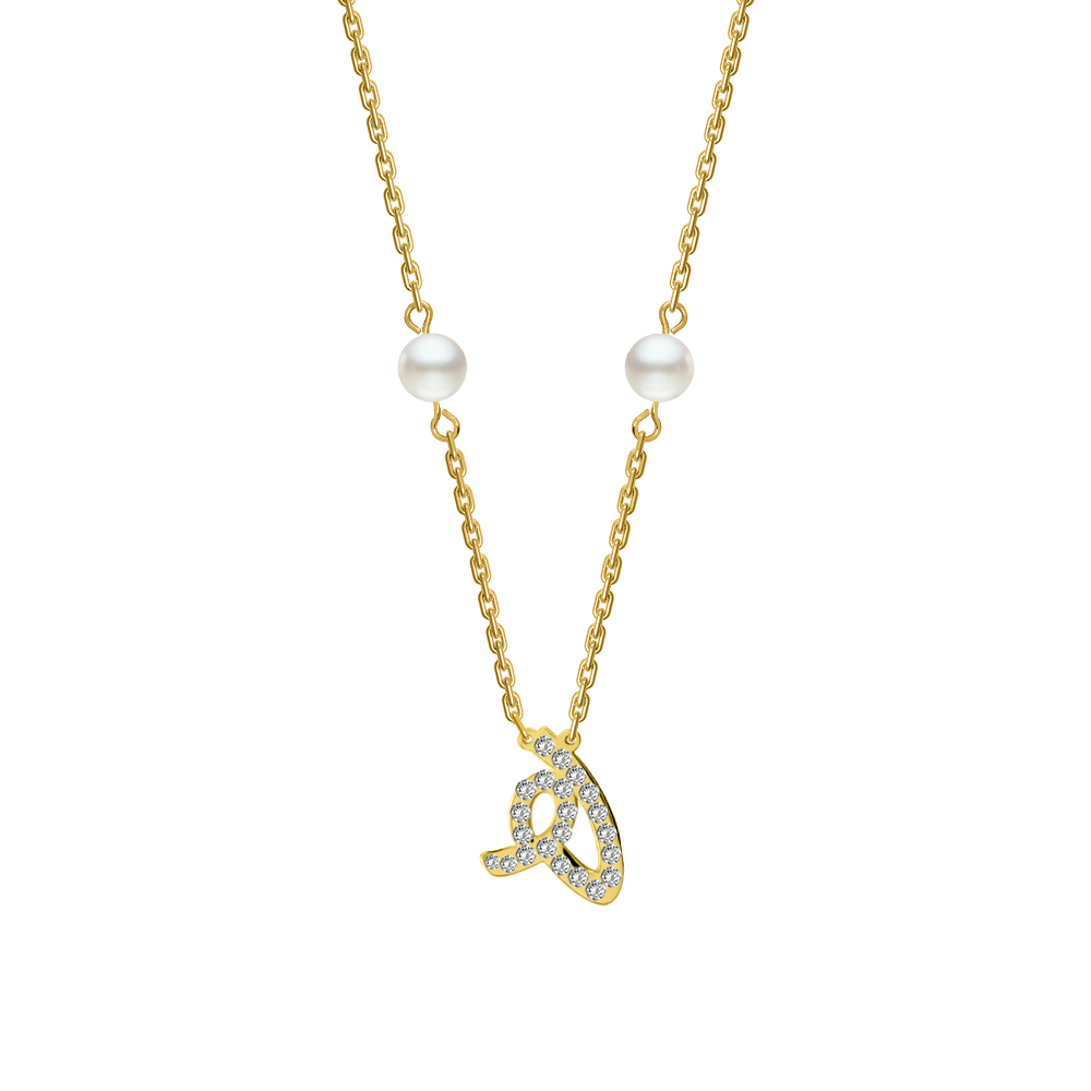 Picture of Juvenis Arabic Letter Zirconed Necklace JLJ-MN0007CZ-G