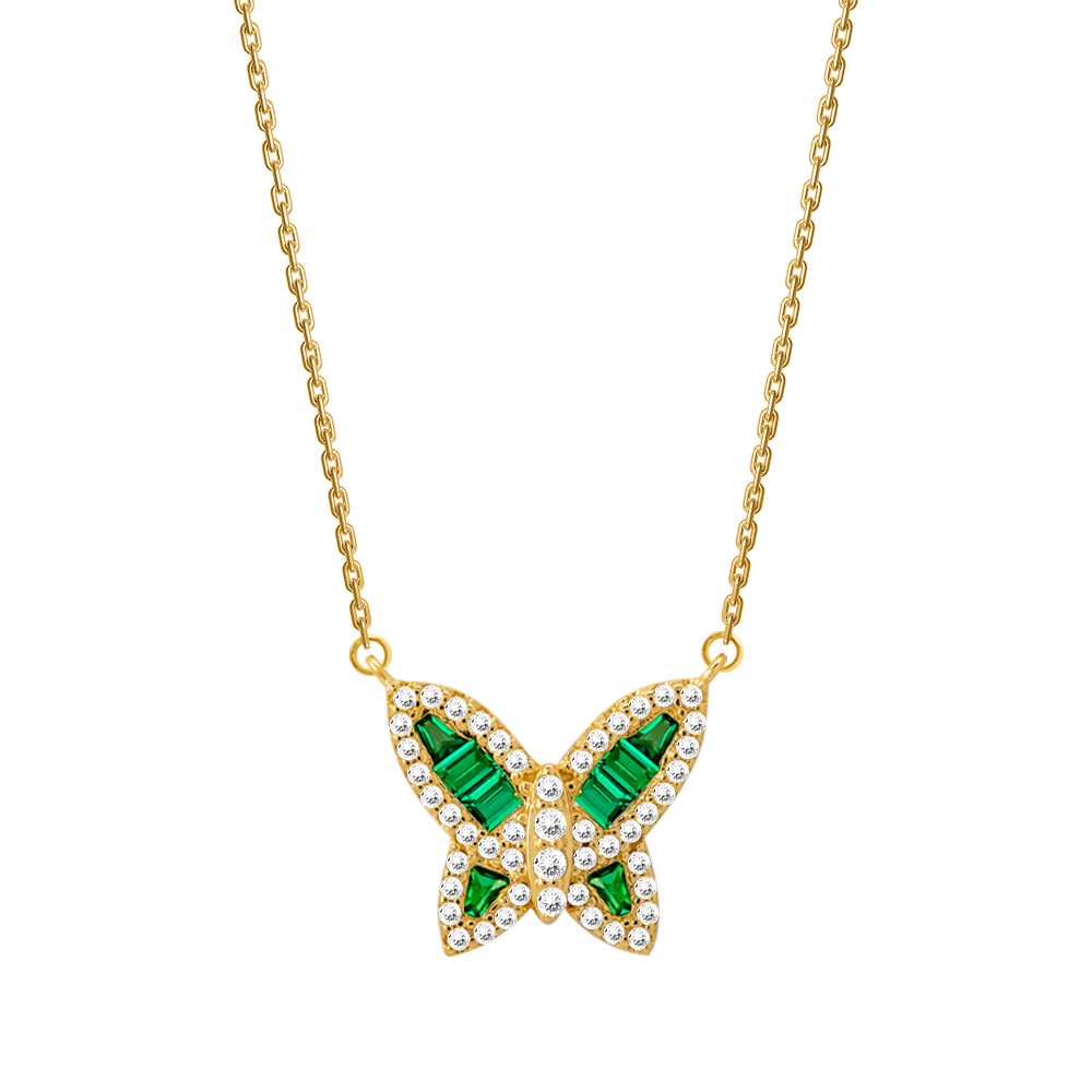 Picture of Juvenis Endless Butterfly Necklace Gold Green JLJ-CG20N3136S-G-NL-GN