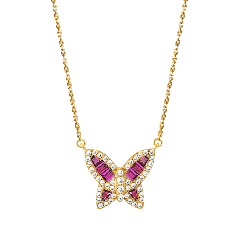 Picture of Juvenis Endless Butterfly Necklace Gold Purple JLJ-CG20N3136S-G-NL-P