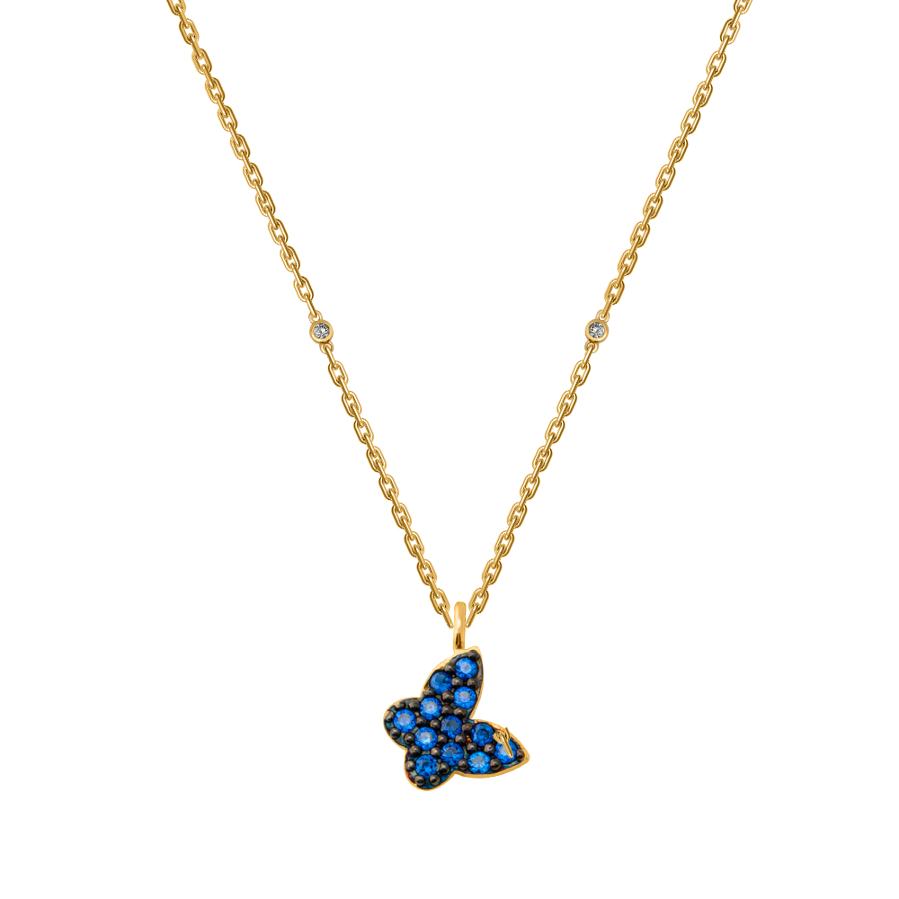 Picture of Juvenis Endless Butterfly Necklace Gold Blue JLJ-CG20N2459S-G-NL