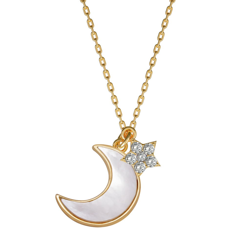 Picture of Juvenis Crescent Star Gold Necklace JLJ-AS20N2304S-G-NL